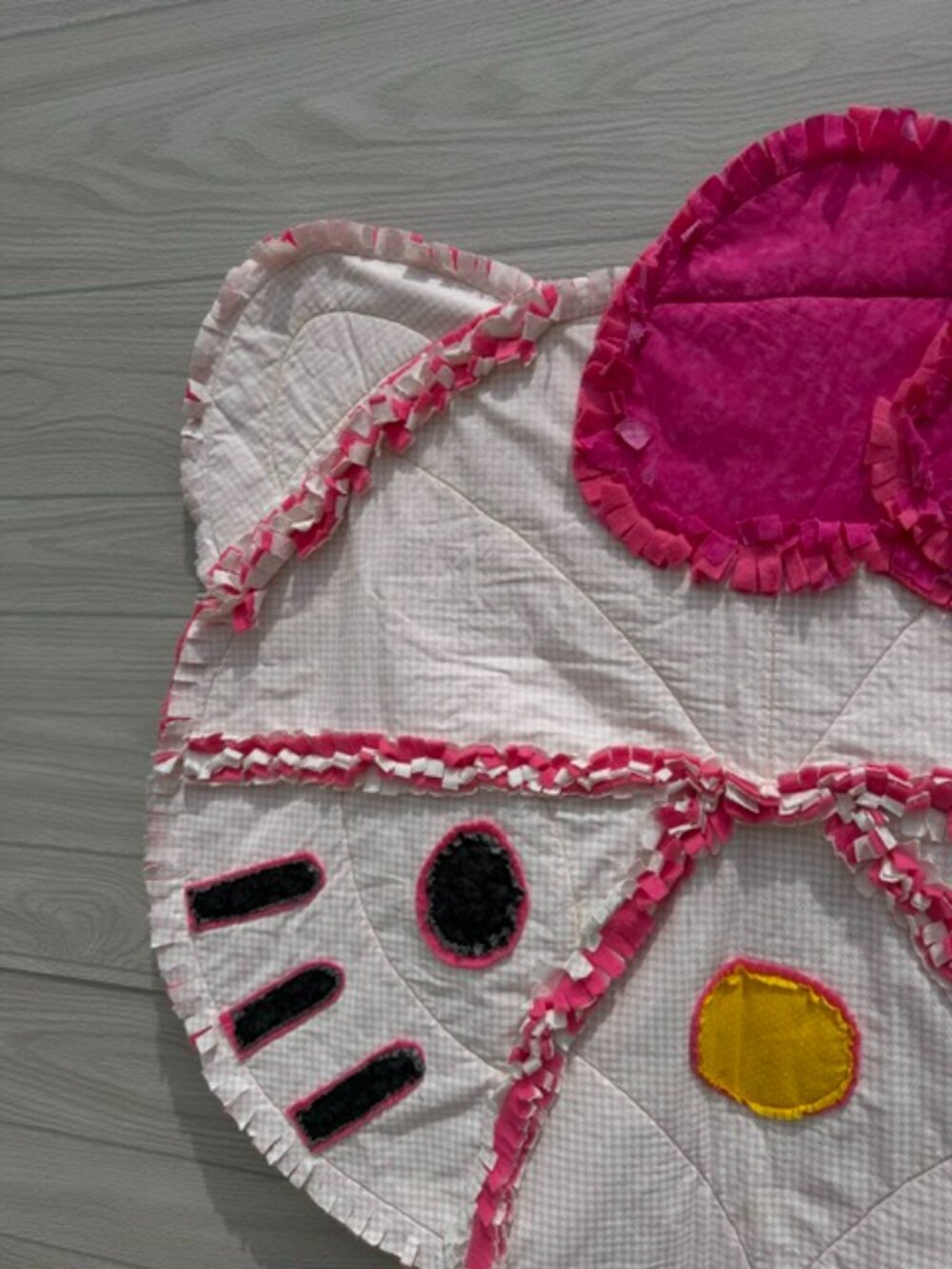 Homemade Small Hello Kitty Pink, White & Black Rag Quilt - Picture 5 of 10